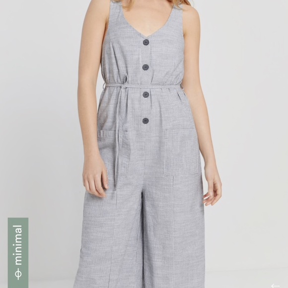 Frank & Oak Good Cotton Button-Up Striped Jumpsuit - Picture 2 of 7
